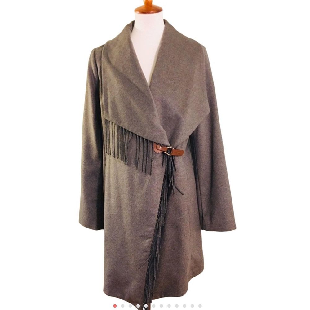 NWT Lauren Ralph Lauren Grey Wrap Coat Wool Blend